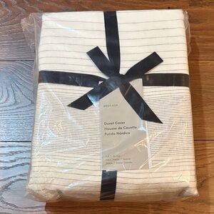 NWT West Elm Striped Duvet Cover in Cream and Black